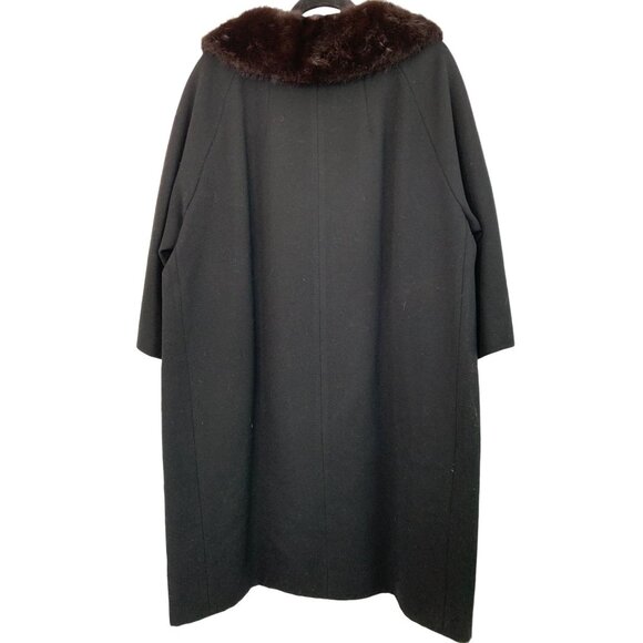 Vintage 50s Monarch for Martins Wool Blend Coat With Mink Fur Collar Black 7744 - Picture 9 of 9